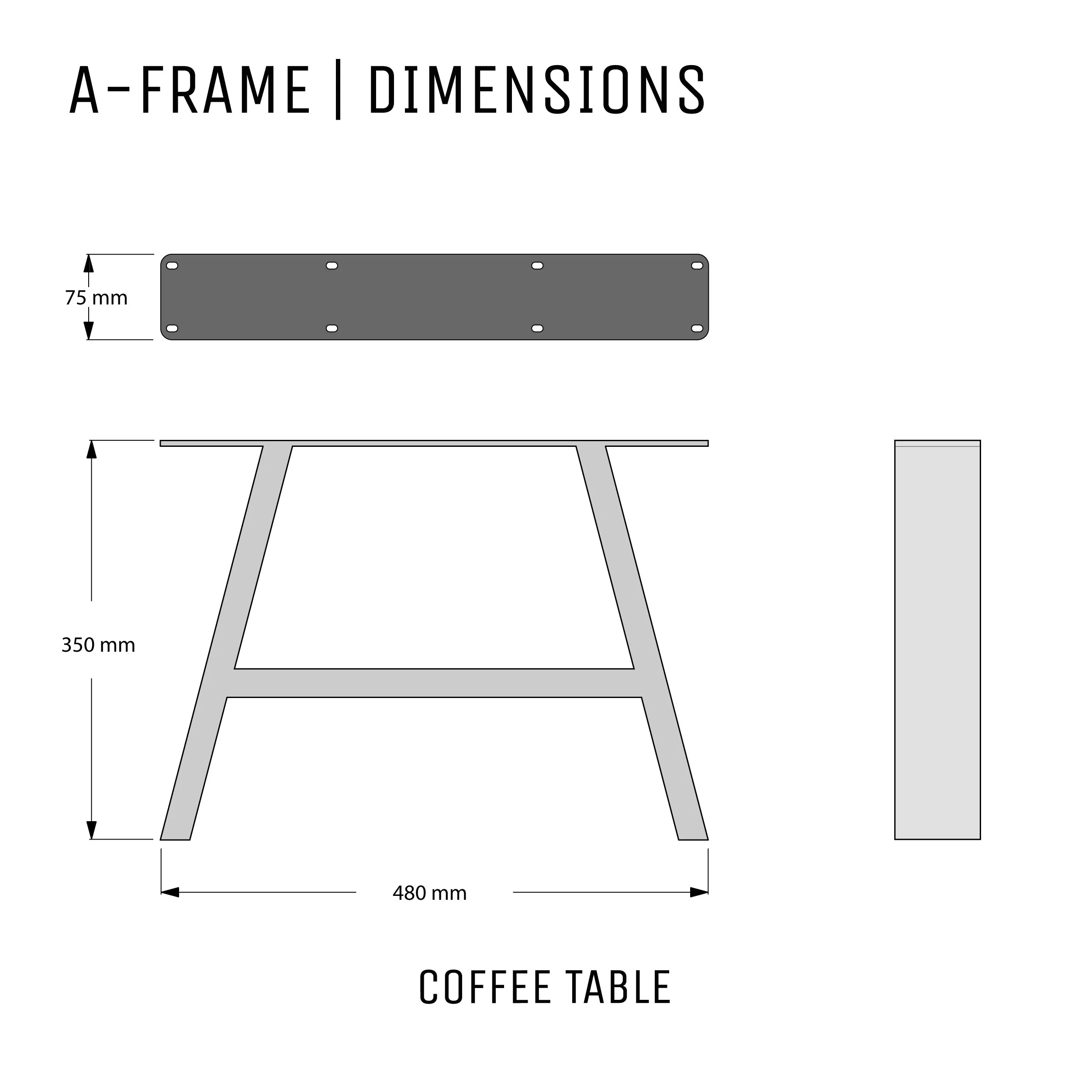 A-Frame Industrial legs | 35cm Coffee Table - Image 5