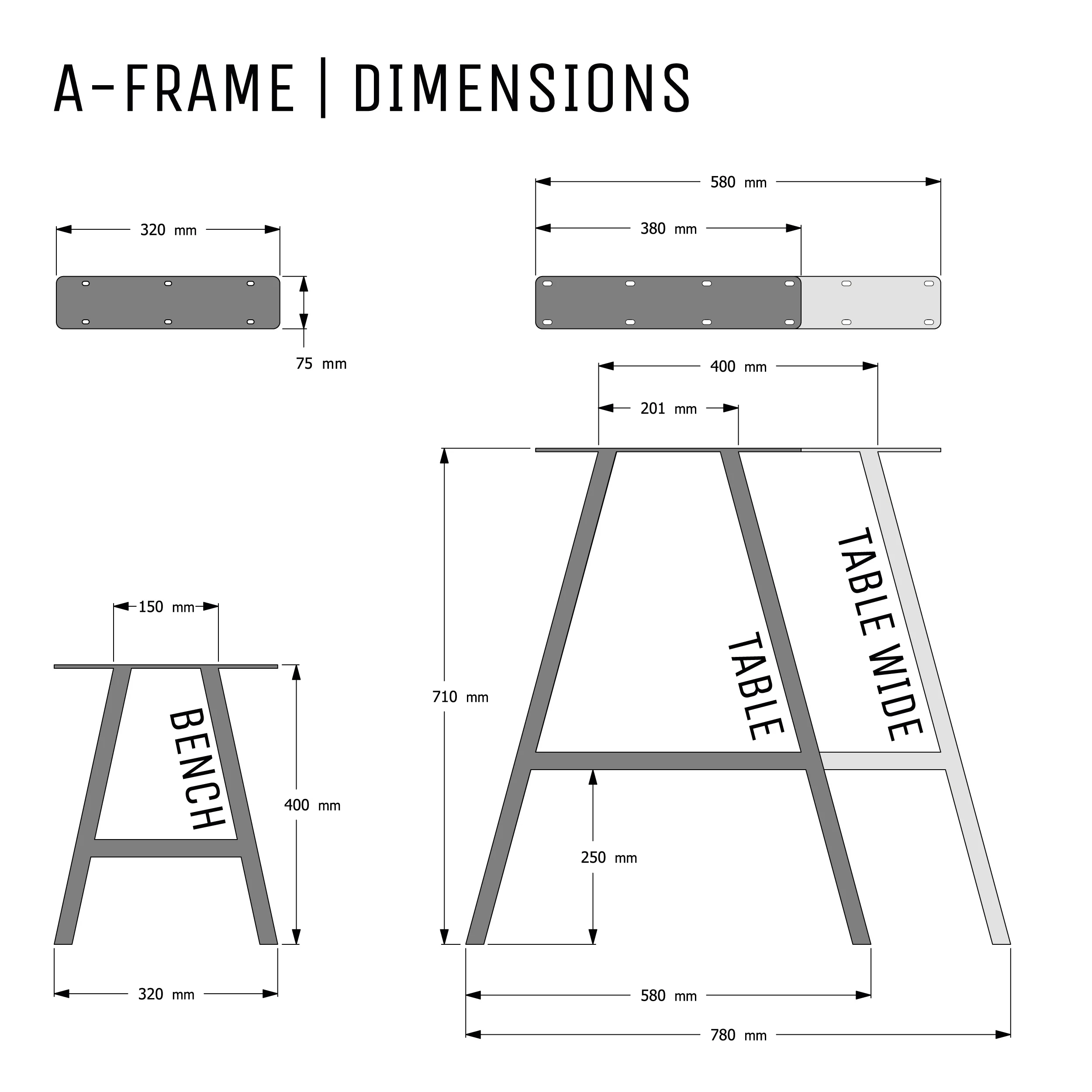 A-Frame Industrial legs | 71cm Table Wide - Image 5
