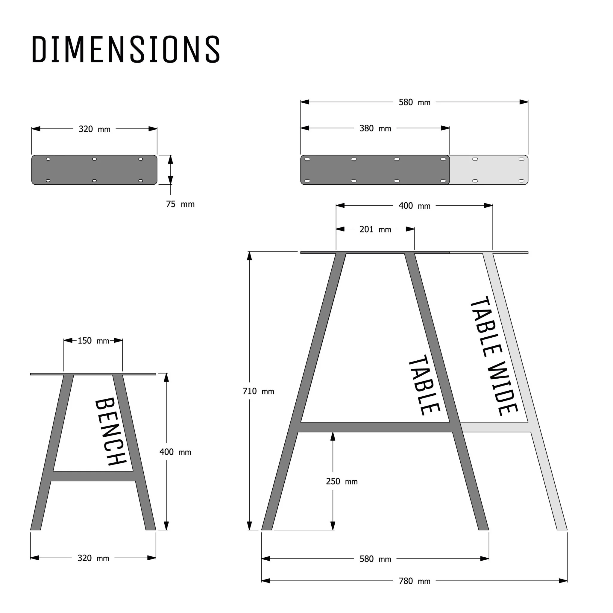 A-Frame Industrial legs | 71cm Table - Image 5