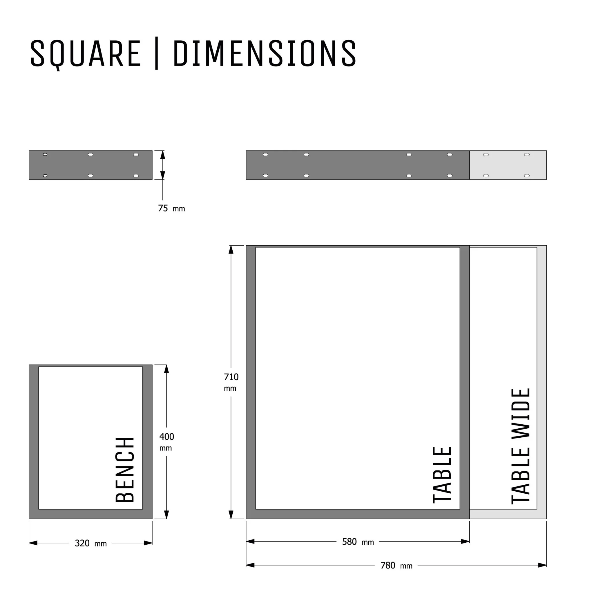 Square Industrial Legs | 71cm Table - Image 20