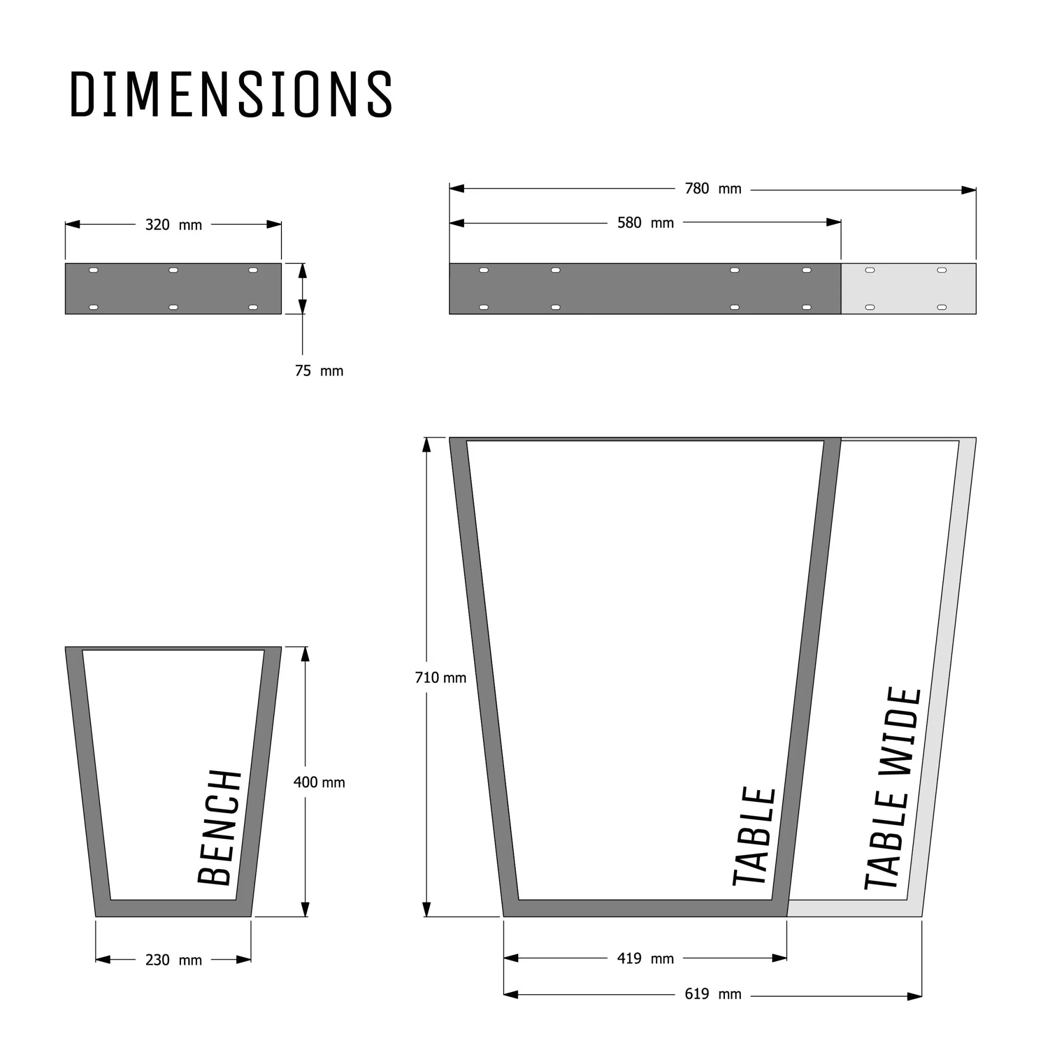 V-Frame Industrial legs | 71cm Table - Image 5