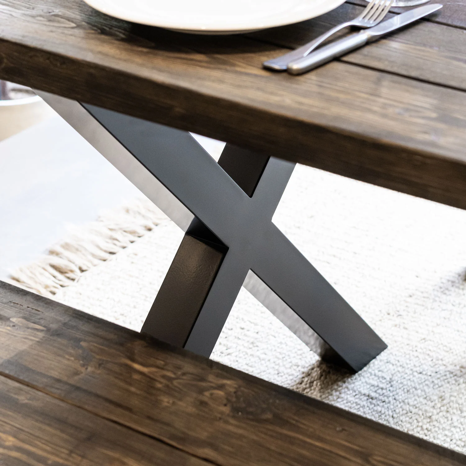 Chunky X-Frame Industrial Legs | 71cm Table - Image 4