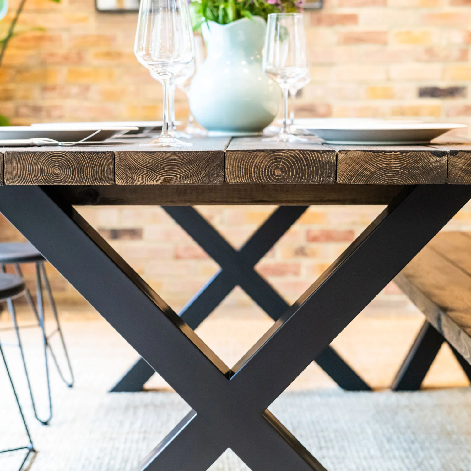 Chunky X-Frame Industrial Legs | 71cm Table - Image 5
