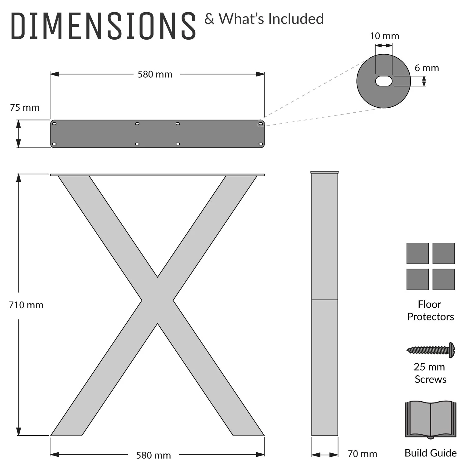 Chunky X-Frame Industrial Legs | 71cm Table - Image 6
