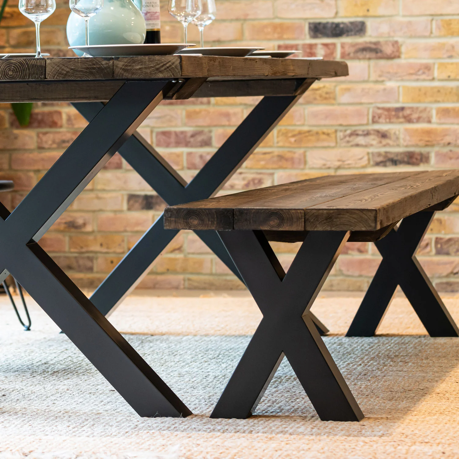 Chunky X-Frame Industrial Legs | 40cm Bench - Image 3