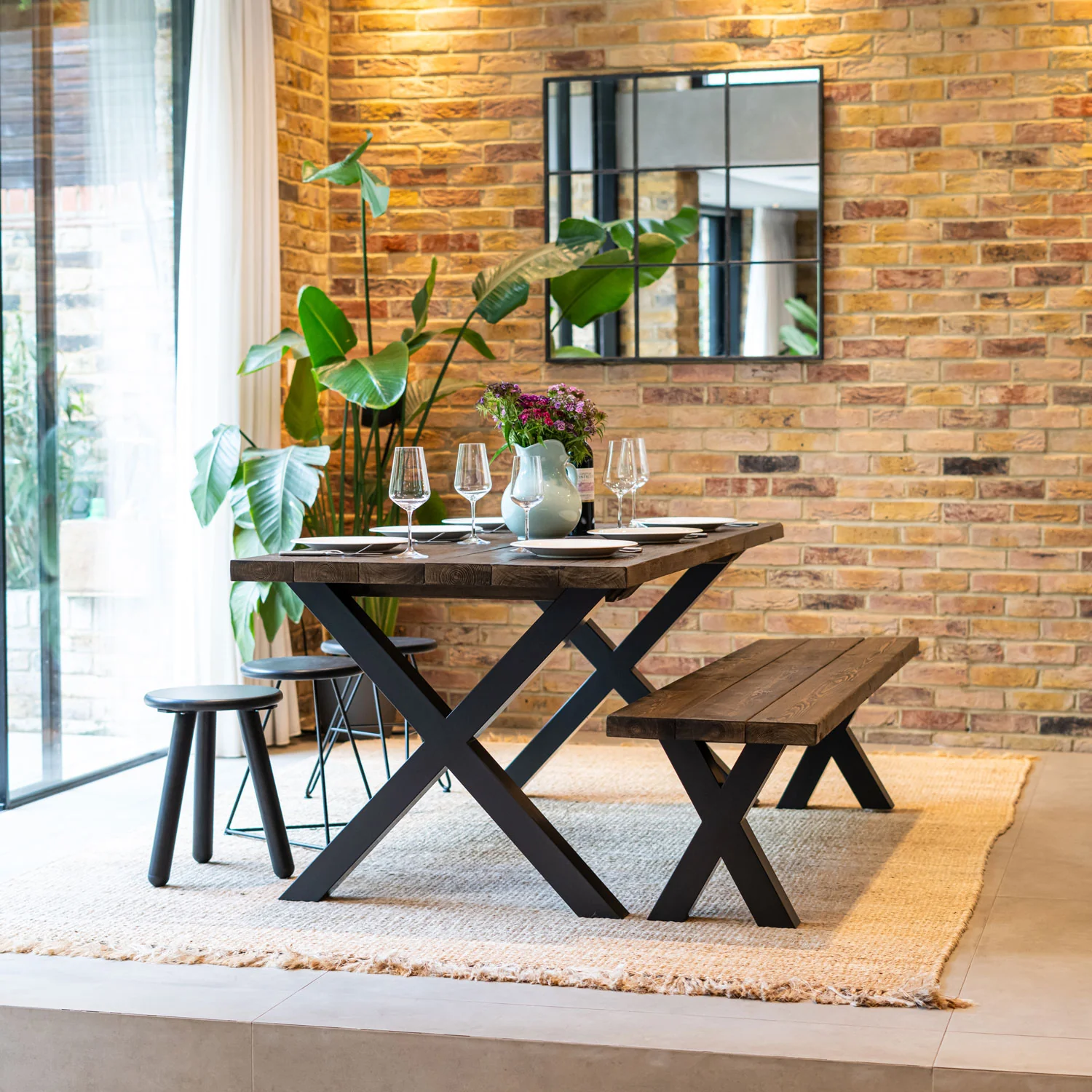 Chunky X-Frame Industrial Legs | 40cm Bench - Image 4