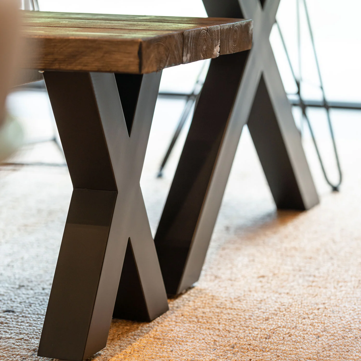 Chunky X-Frame Industrial Legs | 40cm Bench - Image 5