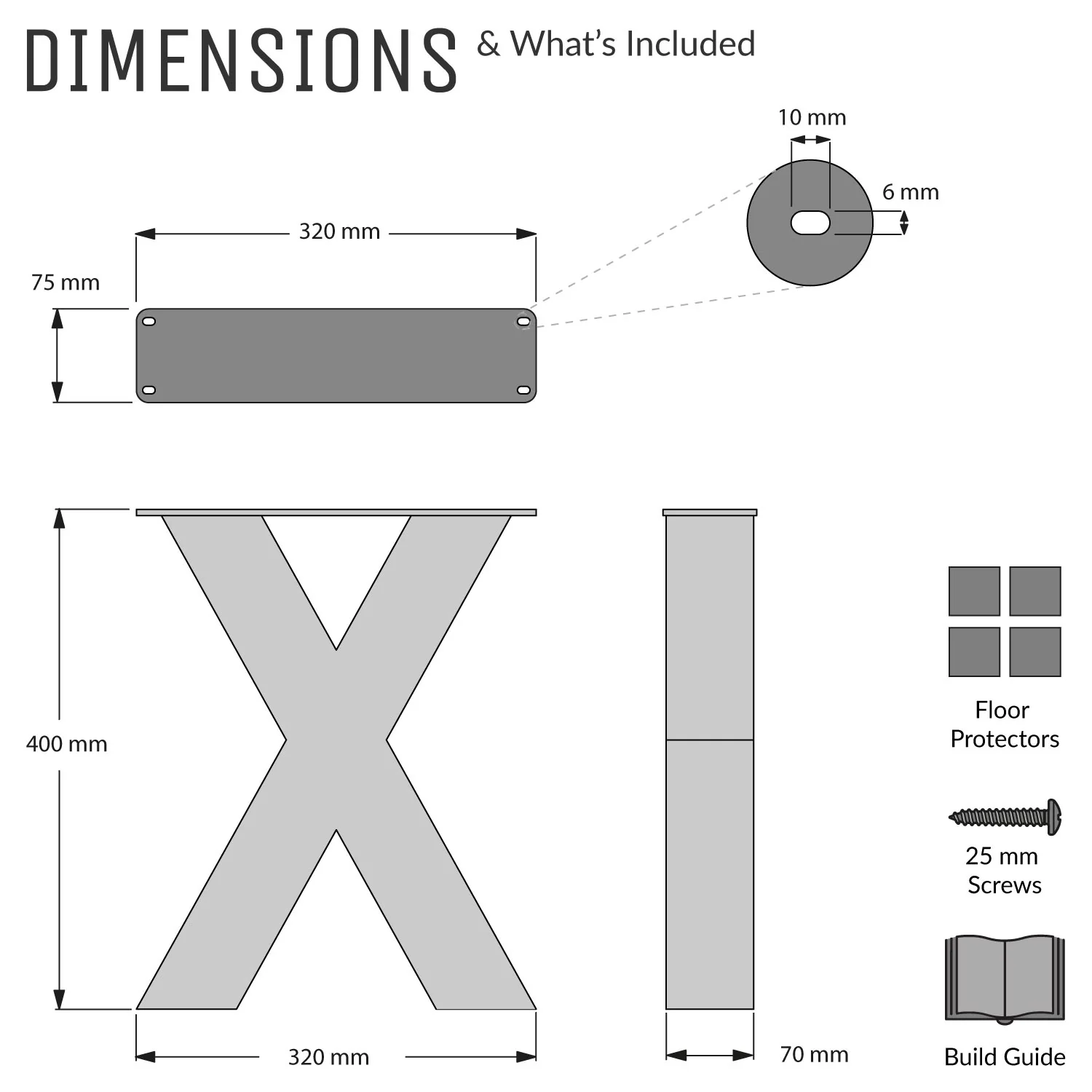 Chunky X-Frame Industrial Legs | 40cm Bench - Image 6
