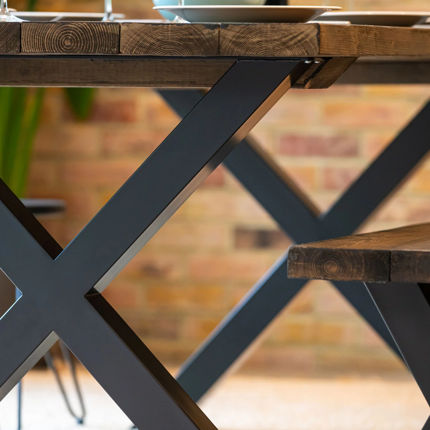 Chunky X-Frame Industrial Legs | 71cm Table Wide - Image 4