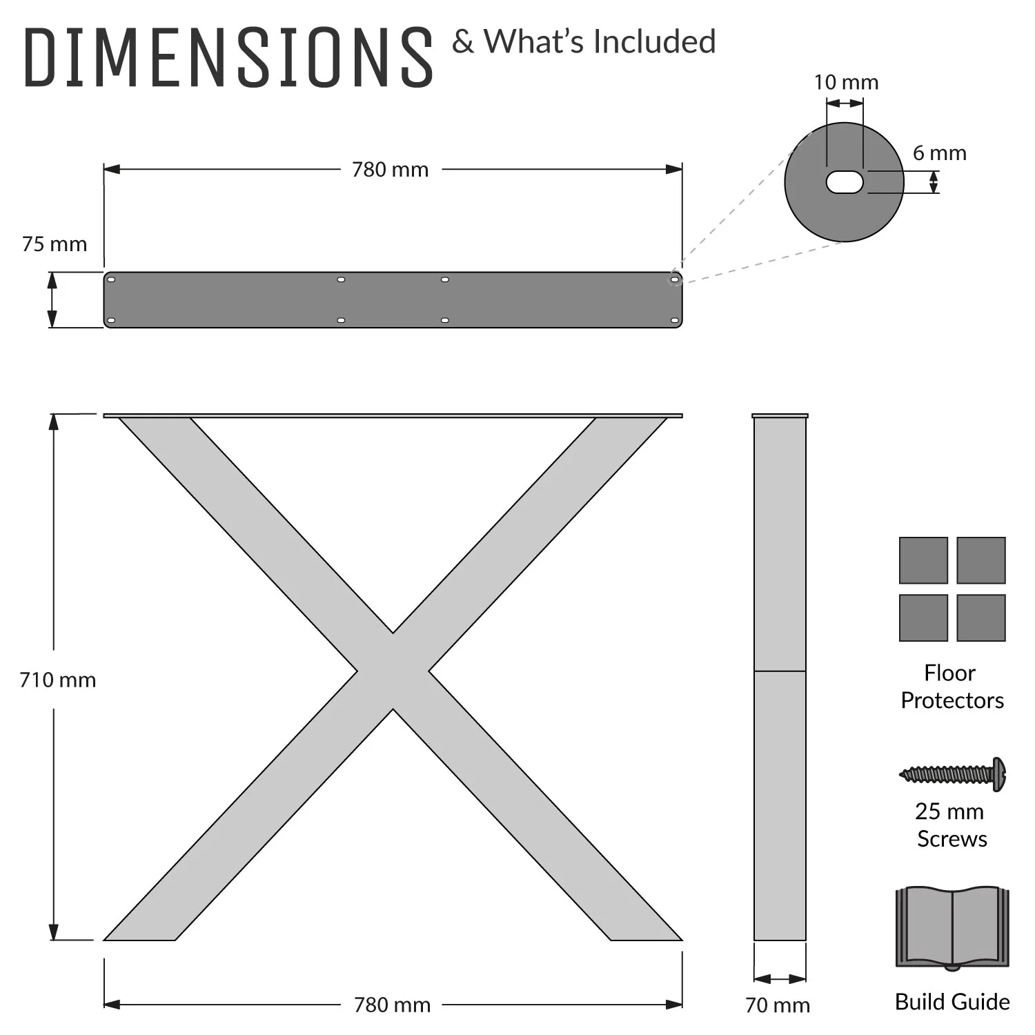 Chunky X-Frame Industrial Legs | 71cm Table Wide - Image 6