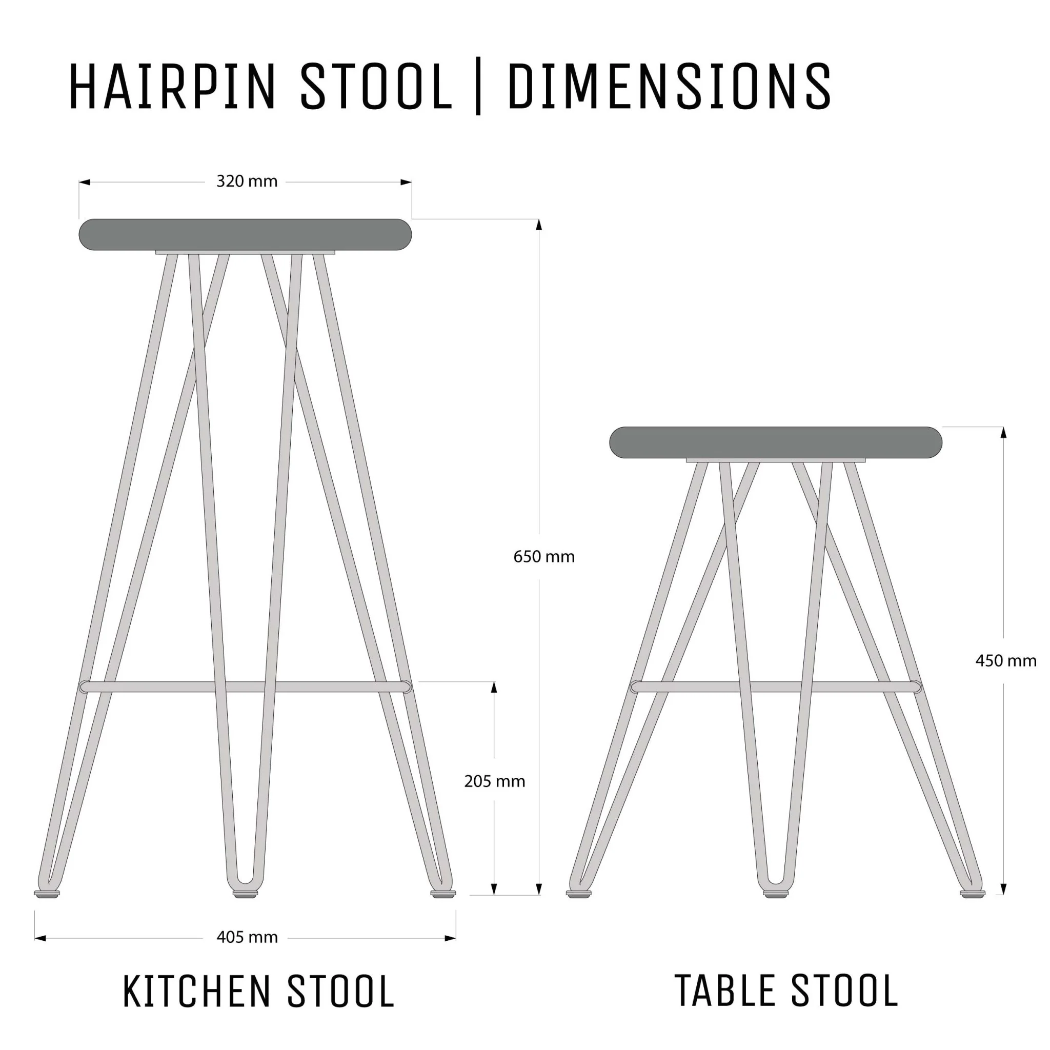 Hairpin Stool, Oak - Image 3