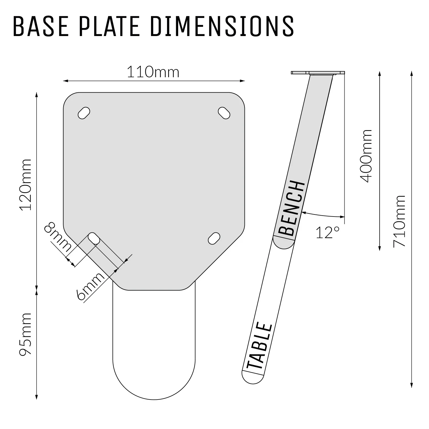 Single Pin Round legs | 40cm Bench - Image 3