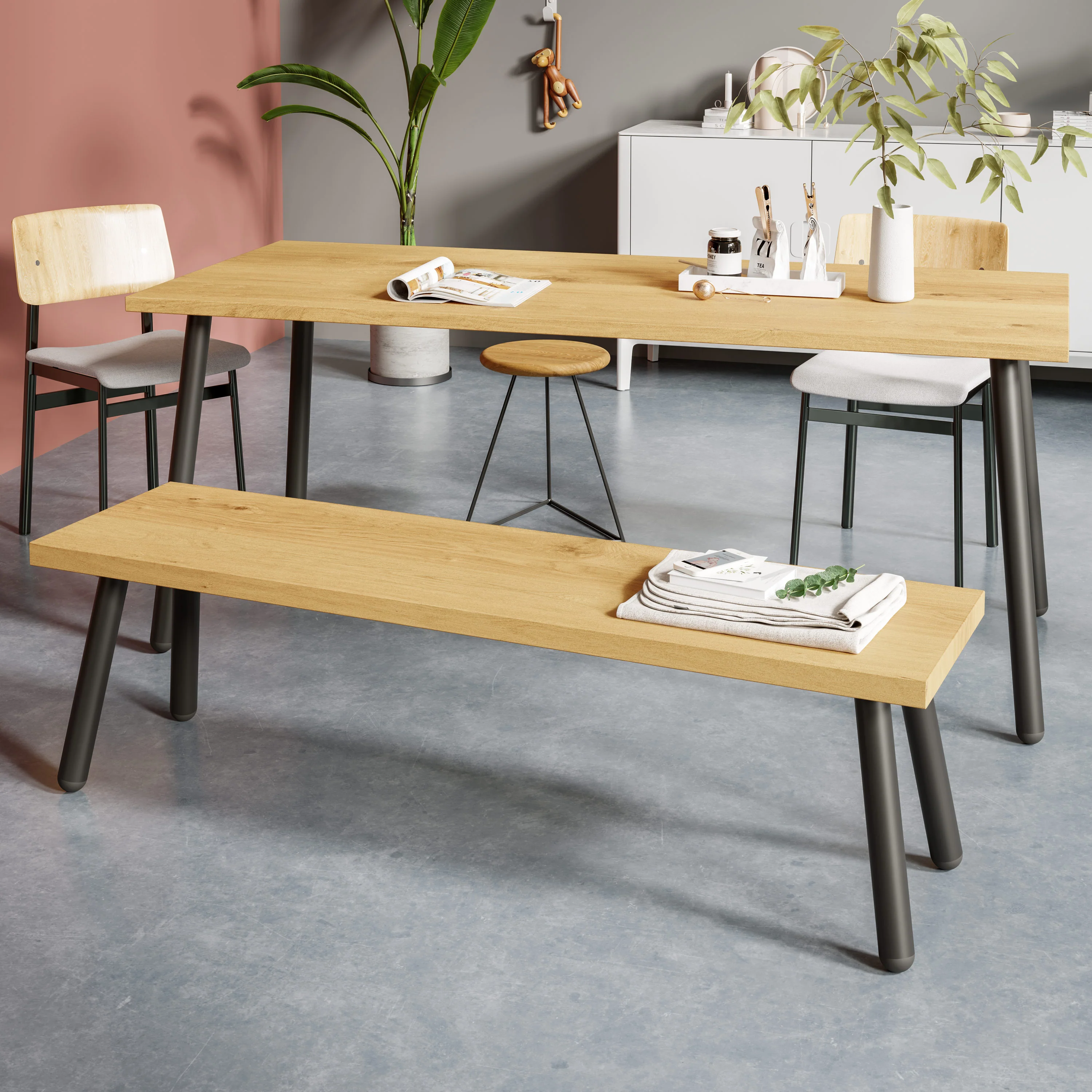 Single Pin Round legs | 40cm Bench - Image 9