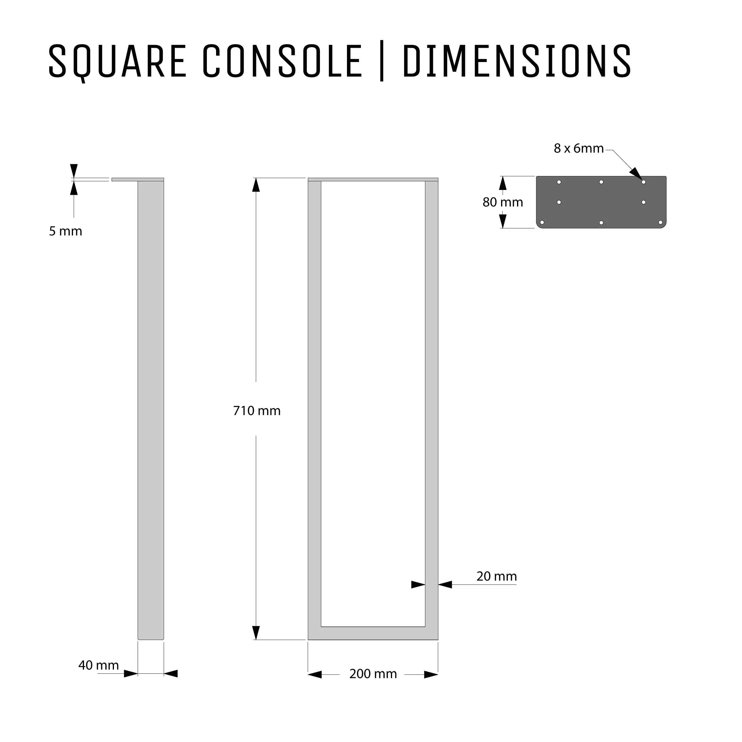 Square Console Legs | 71cm - Image 7