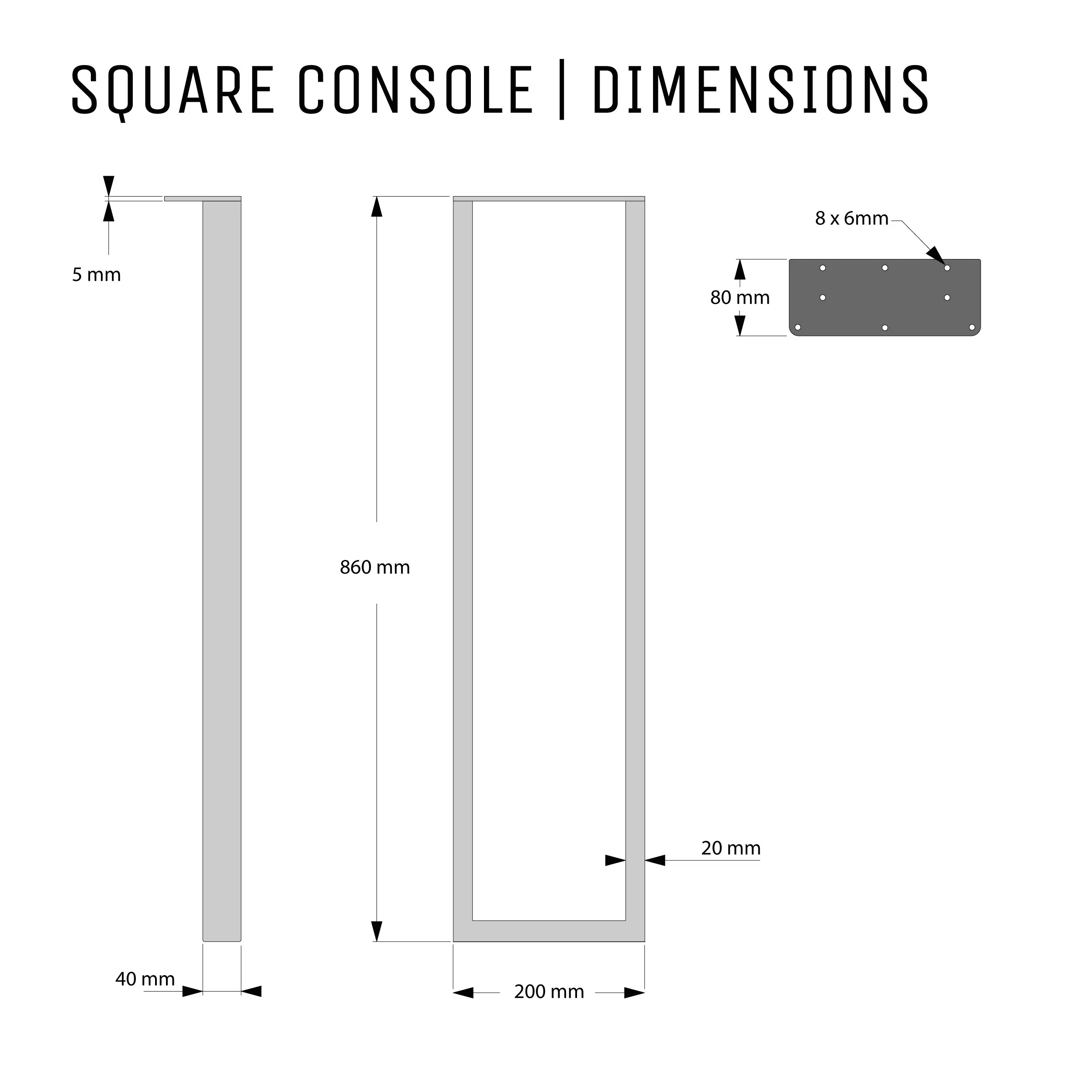 Square Console Legs | 86cm - Image 3