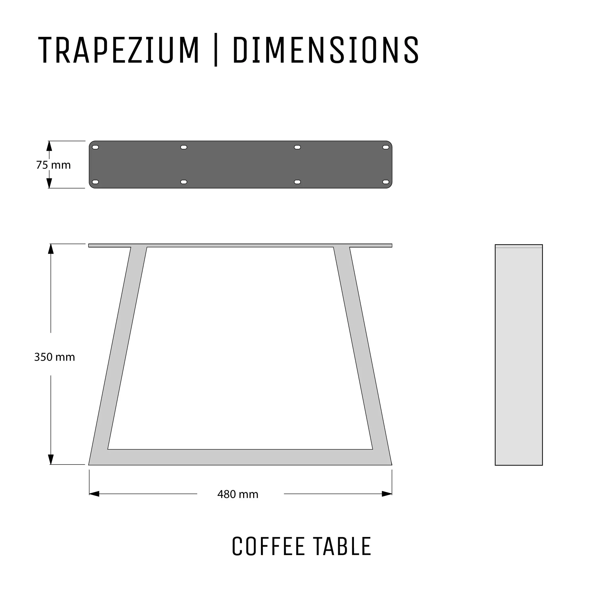 Trapezium Industrial Legs | 35cm Coffee Table - Image 5