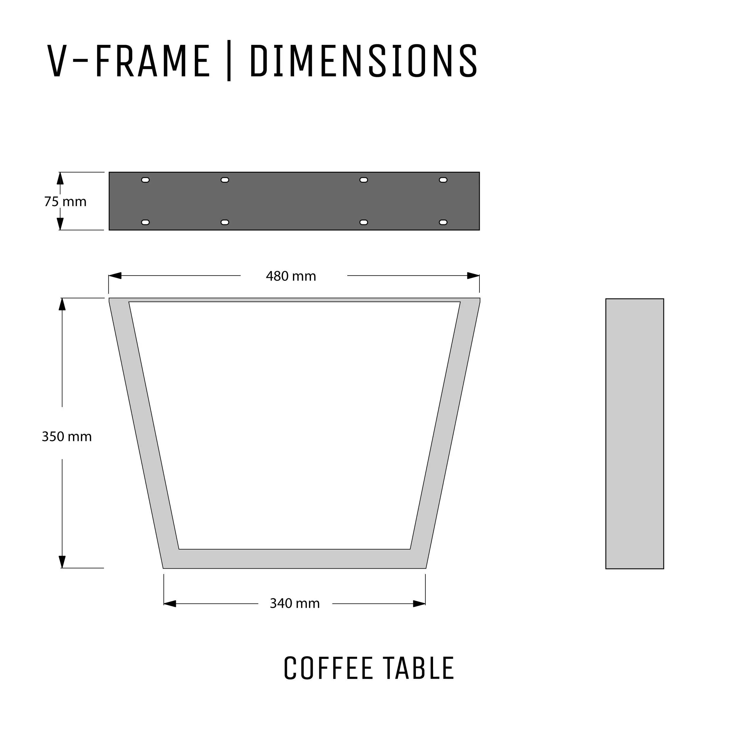 V-Frame Industrial legs | 35cm Coffee Table - Image 5