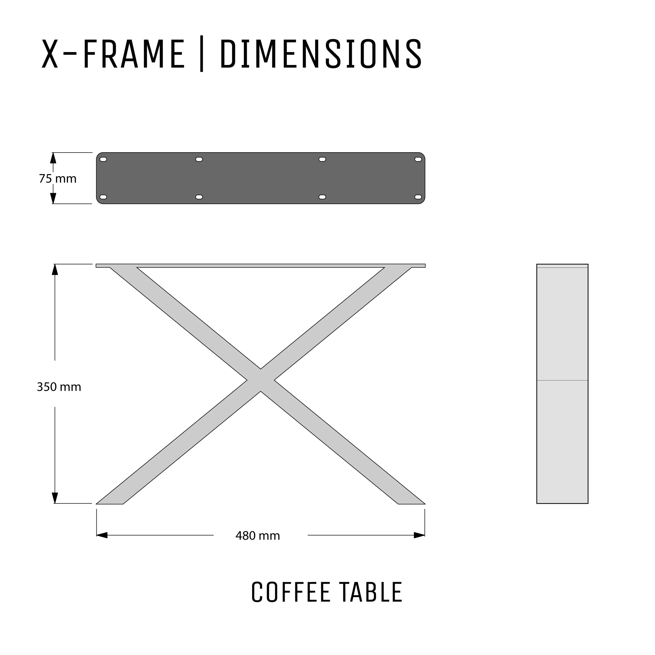 X-Frame Industrial legs | 35cm Coffee Table - Image 5