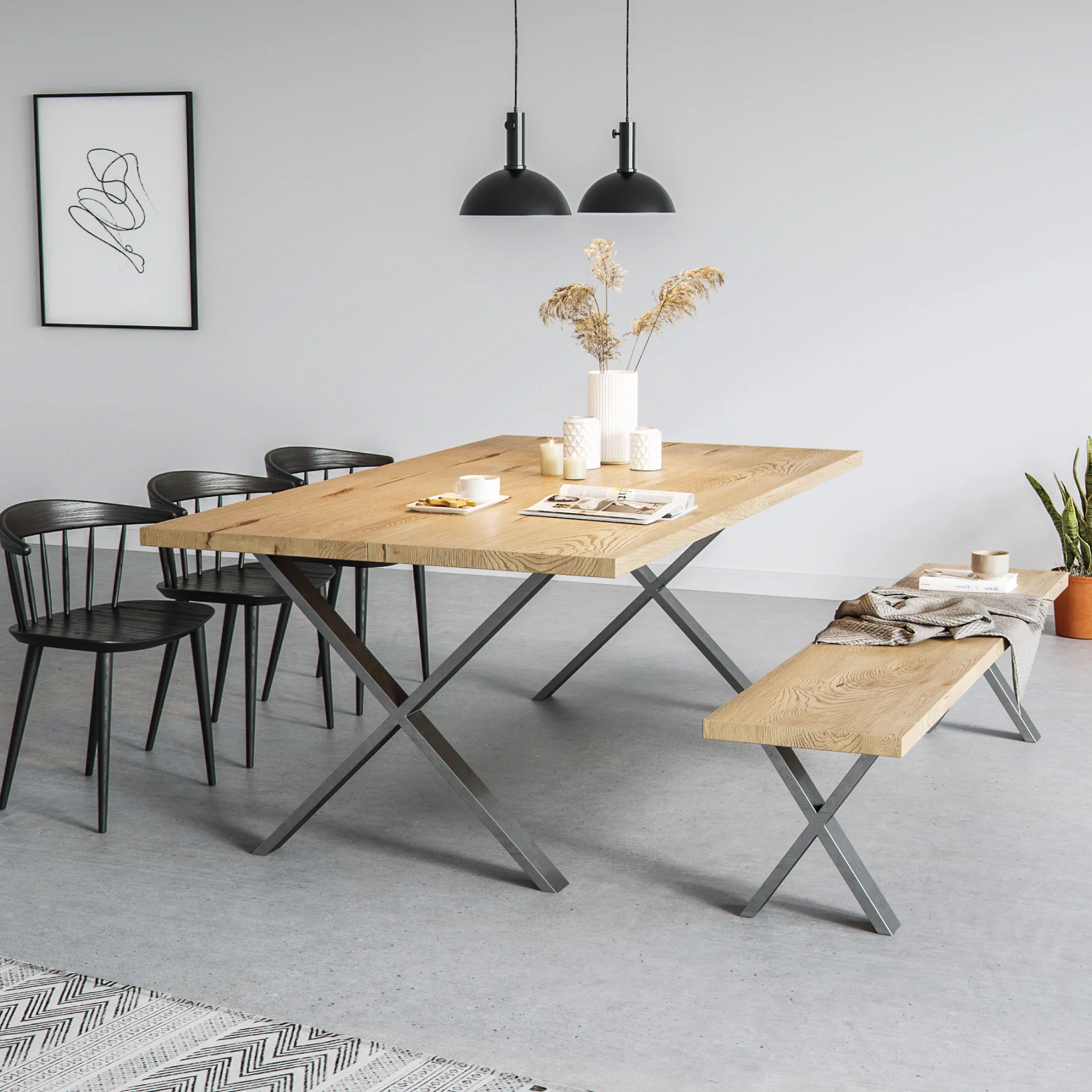 X-Frame Industrial legs | 71cm Table Wide - Image 7